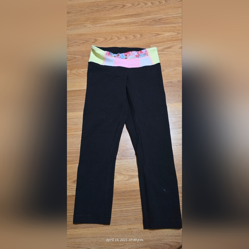 Lululemon Black Leggings with Colorful Waistband